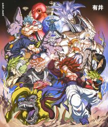  2girls 6+boys absurdres alien ancient_egyptian_clothes arii_me05 artist_name baby_(dragon_ball) baby_vegeta bald bandana beerus black_hair black_nails blocking blue_sash blue_skin boots bracer broly_(dragon_ball_super) brown_fur cat_boy chin_spike colored_skin commentary crop_top daishinkan dark-skinned_male dark_skin dougi dragon_ball dragon_ball_gt dragon_ball_super dragon_horns duel earrings english_commentary evil_smile fingerless_gloves giru_(dragon_ball) glasses gloves gogeta goku_black golden_oozaru green_eyes green_skin halo highres holding holding_removed_eyewear horns in-franchise_crossover jewelry jiren kefla_(dragon_ball) kicking legendary_super_saiyan looking_at_viewer metamoran_vest monkey_boy monkey_tail multiple_boys multiple_girls muscular muscular_female muscular_male omega_shenron open_mouth pan_(dragon_ball) pants pink_hair planet pointy_ears potara_earrings purple_skin red_eyes red_hair robot sash scar scar_on_cheek scar_on_face sharp_teeth shirt shoulder_spikes sleeveless sleeveless_shirt smile son_gohan son_goku spikes spiky_hair super_android_17 super_saiyan super_saiyan_1 super_saiyan_4 super_saiyan_blue super_saiyan_rose super_uub tail teeth torn_clothes torn_pants torn_shirt ultra_instinct unworn_eyewear usekh_collar uub vegetto vest whiskers white_gloves white_hair white_pants yellow_eyes yellow_fur zamasu 