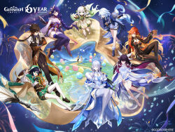  3boys 6+girls aether_(genshin_impact) anastasya_feodorovna_snezhnaya asymmetrical_gloves bare_shoulders beer_mug biker_clothes black_bodysuit black_gloves black_hair black_shoes blonde_hair blue_eyes blue_hair blue_hat bodysuit braid bright_pupils closed_eyes closed_mouth colored_inner_hair columbina_(genshin_impact) commentary cross-shaped_pupils crystal_earrings cup detached_collar dress drop-shaped_pupils earrings elbow_gloves english_commentary eye_mask floating_hair furina_(genshin_impact) genshin_impact gloves gold_bangle gradient_hair green_eyes green_hair grey_hair hair_between_eyes hair_ornament hat heterochromia high_heels highres holding holding_cup holding_unworn_clothes holding_unworn_hat japanese_clothes jewelry kimono knee_up kokoshnik long_hair long_sleeves looking_at_another lumine_(genshin_impact) luonnotar_(genshin_impact) mask mavuika_(genshin_impact) mismatched_gloves mismatched_pupils mole mole_under_eye mug multicolored_hair multiple_boys multiple_girls nahida_(genshin_impact) obi official_art open_mouth paimon_(genshin_impact) pantyhose pointy_ears purple_hair purple_kimono purple_thighhighs raiden_shogun red_eyes red_hair sandals sash shoes shorts sitting smile snowflake_earrings socks standing sun_earrings symbol-shaped_pupils thigh-highs thigh_strap top_hat unworn_hat unworn_headwear venti_(genshin_impact) very_long_hair violet_eyes white_dress white_gloves white_hair white_pantyhose white_pupils white_shorts white_socks wing_hair_ornament zhongli_(genshin_impact) zipper_pull_tab 
