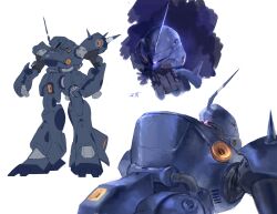  absurdres cable commentary_request comparison gundam gundam_0080 highres kampfer_(mobile_suit) mecha mecha_focus mobile_suit multiple_views no_humans one-eyed_mecha radio_antenna realistic robot science_fiction shoulder_spikes spikes user_gckk2542 zeon 