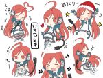  &gt;_&lt; ahoge blush earmuffs hat heart heart_ahoge long_hair miki_(vocaloid) minigirl musical_note oharu red_eyes red_hair redhead santa_hat sf-a2_miki sitting sleeping smile star tail tears usb vocaloid x3 