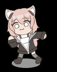  1girl :3 animal_ear_fluff animal_ears animated animated_gif arknights black_boots black_jacket blush bodysuit boots bright_pupils chinese_commentary commentary_request dancing gravel_(arknights) hair_between_eyes highres jacket kai_qi long_hair long_sleeves looking_at_viewer mouse_ears mouse_girl o_o partial_bodysuit partially_unzipped pink_hair simple_background solo transparent_background white_bodysuit 