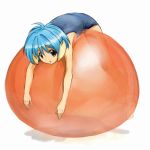  bad_id balance_ball ball balloon barefoot blue_hair brown_eyes exercise_ball feet galaxy_angel hands loli mint_blancmanche nyama one-piece_swimsuit school_swimsuit short_hair swimsuit toes transparent 