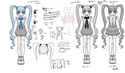  1girl :< anklet black_eyes blue_bow blue_bowtie blue_hair blunt_bangs bow bowtie commentary_request earclip frilled_shirt_collar frilled_skirt frills futate_eru hair_bow highres jewelry kimi_no_koto_ga_dai_dai_dai_dai_daisuki_na_100-nin_no_kanojo kneehighs layered_skirt long_hair long_sleeves miniskirt necktie nozawa_yukiko official_art ohananomitsu_middle_school_uniform plaid_clothes plaid_skirt platform_shoes pleated_skirt pointing_out_the_details puffy_long_sleeves puffy_sleeves reference_sheet school_uniform shirt shoes shorts single_kneehigh single_sock single_thighhigh skirt socks spiked_anklet spiked_earclip spiked_shoes spikes thigh-highs translation_request twintails very_long_hair vest waistcoat white_bow white_necktie white_shirt white_socks white_thighhighs wide_sleeves 