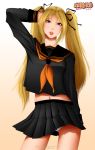  blonde_hair blue_eyes genderswap naruko naruto panties school_uniform serafuku tagme twintails 