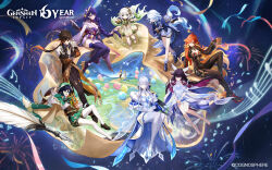  3boys 6+girls aether_(genshin_impact) anastasya_feodorovna_snezhnaya asymmetrical_gloves bare_shoulders beer_mug biker_clothes black_bodysuit black_gloves black_hair black_shoes blonde_hair blue_eyes blue_hair blue_hat bodysuit braid bright_pupils closed_eyes closed_mouth colored_inner_hair columbina_(genshin_impact) commentary cross-shaped_pupils crystal_earrings cup detached_collar dress drop-shaped_pupils earrings elbow_gloves english_commentary eye_mask floating_hair furina_(genshin_impact) genshin_impact gloves gold_bangle gradient_hair green_eyes green_hair grey_hair hair_between_eyes hair_ornament hat heterochromia high_heels highres holding holding_cup holding_unworn_clothes holding_unworn_hat japanese_clothes jewelry kimono knee_up kokoshnik long_hair long_sleeves looking_at_another lumine_(genshin_impact) luonnotar_(genshin_impact) mask mavuika_(genshin_impact) mismatched_gloves mismatched_pupils mole mole_under_eye mug multicolored_hair multiple_boys multiple_girls nahida_(genshin_impact) obi official_art open_mouth paimon_(genshin_impact) pantyhose pointy_ears purple_hair purple_kimono purple_thighhighs raiden_shogun red_eyes red_hair sandals sash shoes shorts sitting smile snowflake_earrings socks standing sun_earrings symbol-shaped_pupils thigh-highs thigh_strap top_hat unworn_hat unworn_headwear venti_(genshin_impact) very_long_hair violet_eyes white_dress white_gloves white_hair white_pantyhose white_pupils white_shorts white_socks wing_hair_ornament zhongli_(genshin_impact) zipper_pull_tab 
