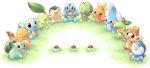  bulbasaur charmander chikorita chimchar cyndaquil everyone happy holding_hands ibui_matsumoto mudkip nintendo no_humans piplup poke_ball pokemon pokemon_(creature) pokemon_(game) pokemon_dppt pokemon_gsc pokemon_rgby pokemon_rse squirtle torchic totodile treecko turtwig 