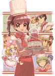  andou_sennosuke brown_eyes brown_hair cafe_(yumeiro) cake caramel_(yumeiro) chocolat_(yumeiro) drill_hair fairy food hanabusa_satsuki hat kashino_makoto kurobuta_gekkan pastry spoon twintails vanilla_(yumeiro) yumeiro_patissiere 