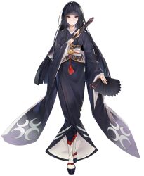  1girl artist_request black_hair black_kimono black_sandals blunt_bangs blunt_ends breasts closed_mouth folded_fan folding_fan full_body game_asset glass_(tate_no_yuusha_no_nariagari) hand_fan hand_up highres holding holding_fan japanese_clothes kimono long_hair long_sleeves looking_at_viewer official_art red_eyes sandals simple_background small_breasts smile socks solo standing straight-on straight_hair tabi tate_no_yuusha_no_nariagari tate_no_yuusha_no_nariagari_rise transparent_background vassal_fan_(demon_dragon_fan)_(tate_no_yuusha_no_nariagari) vassal_fan_(tate_no_yuusha_no_nariagari) white_socks white_trim wide_sleeves zouri 