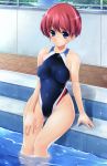  blue_eyes competition_swimsuit curvy feet_in_water highleg highleg_swimsuit one-piece_swimsuit original pool poolside red_hair redhead short_hair soaking_feet solo swimsuit thigh_gap water wide_hips 