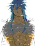   blue_hair closed_eyes male muscle oekaki regal_bryant simple_background solo tales_of_symphonia  