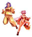  2girls boots chinadress chinese_clothes double_buns faris_scherwiz female final_fantasy final_fantasy_v hair_bun headband jack_(pixiv418860) lenna_charlotte_tycoon long_hair monk open_mouth pink_eyes pink_hair purple_hair ribbon short_hair siblings sisters violet_eyes yellow_ribbon 