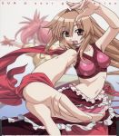  armpits brown_eyes brown_hair dancing edomae_lunar foreshortening headset highres midriff multiple_girls navel scan seto_no_hanayome seto_san seto_sun 