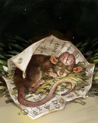  animal_ears brain commentary dungeons_&amp;_dragons english_commentary highres jessica_fong mouse_(animal) mouse_ears mouse_tail no_humans official_art sleeping tail whiskers 