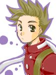  blush brown_eyes brown_hair buttons lloyd_irving male oekaki short_hair simple_background solo tales_of_symphonia 
