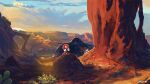  1boy 1girl cactus canyon clouds furry knuckles_the_echidna matt_cummings peeking_out rock rouge_the_bat scenery serious sonic_(series) sonic_adventure_2 spiked_knuckles standing sunset 