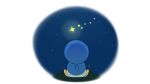  commentary_request creature from_behind gen_4_pokemon grass night no_humans official_art outdoors piplup pokemon pokemon_(creature) prj_pochama sitting sky solo star_(sky) starter_pokemon tanabata 