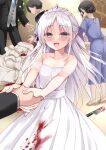  3boys 3girls blood blood_splatter bloody_clothes breasts bride dress hand_grab heart heart-shaped_pupils ikura_nagisa multiple_boys multiple_girls original small_breasts solo_focus symbol-shaped_pupils wedding_dress yandere 