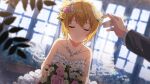  blush brown_hair closed_eyes dress ibuki_tsubasa idolmaster_million_live!_theater_days short_hair wedding_dress wedding_veil 