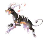  absurdres claws commentary_request dated dog fangs full_body gen_2_pokemon highres houndoom izumi_asuka no_humans open_mouth pokemon pokemon_(creature) simple_background solo tongue white_background 