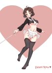  absurdres breasts brown_eyes brown_hair cardcaptor_sakura character_name heart highres holding holding_weapon kyudo_(hysnxas) leg_tattoo no_bra no_panties no_shoes rapier sasaki_rika school_uniform sword sword_(clow_card) tattoo thigh-highs tomoeda_elementary_school_uniform under_boob weapon white_background 