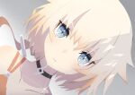  1girl absurdres blue_eyes braid cevio collarbone commentary dutch_angle expressionless grey_background highres kashisuover one_(cevio) pendant_choker platinum_blonde_hair solo spaghetti_strap sparkle tears upper_body 