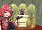  1girl bangs black_gloves breasts chest_jewel desspie earrings fingerless_gloves gloves jewelry large_breasts parody pyra_(xenoblade) red_eyes redhead short_hair solo swept_bangs the_fairly_oddparents tiara xenoblade_chronicles_(series) xenoblade_chronicles_2 
