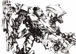  armored_core calligraphy_brush calligraphy_brush_(medium) kawanakajima mecha no_humans paintbrush pen solo traditional_media 