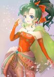  1girl absurdres bare_shoulders blue_eyes earrings final_fantasy final_fantasy_vi green_hair highres jewelry long_hair ponytail smile solo_focus tina_branford 