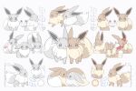  ;3 alternate_color arrow_(symbol) brown_eyes closed_mouth commentary_request eevee gen_1_pokemon highres holding looking_at_viewer lying moco_font no_humans number on_stomach one_eye_closed paws pokemon pokemon_(creature) shiny_pokemon sitting smile toes white_background 
