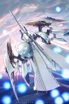  clouds danmaku exhaust fire flying hybridmink ikaruga ikaruga_(ship) machinery mecha no_humans sky space_craft weapon 