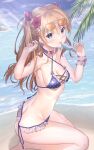  @shun bikini blue_eyes blush eyewear_on_head food frills hair_ornament highres interface_headset long_hair neon_genesis_evangelion popsicle ribbon souryuu_asuka_langley swimsuit twintails 