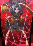  1girl barefoot eyebrows_visible_through_hair grey_eyes grey_hair highres himemushi_momoyo holding holding_pickaxe holding_shovel long_hair medium_hair mullet pickaxe ribbon shope shovel solo tools touhou 