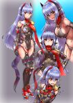  1girl android bikini breasts fukadumeasadume highres joints large_breasts leotard long_hair poppi_(xenoblade) poppi_qtpi_(xenoblade) purple_hair robot_ears robot_joints scarf solo swimsuit xenoblade_chronicles_(series) xenoblade_chronicles_2 