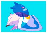  aqua_background border clefable closed_eyes closed_mouth commentary_request film_grain food_print from_side gen_1_pokemon gengar highres lying no_humans on_back pokemon pokemon_(creature) saiku_(zvlku) sleeping solo under_covers white_border 