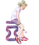  absurdres anime_coloring blonde_hair casual colorized d highres naruto naruto_(series) naruto_shippuuden shoes sitting solo temari_(naruto) 