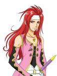  long_hair male redhead simple_background solo tales_of_symphonia violet_eyes zelos_wilder 
