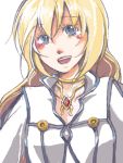  blonde_hair blue_eyes colette_brunel female long_hair simple_background solo tales_of_symphonia 