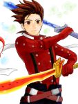  brown_eyes brown_hair buttons lloyd_irving male short_hair solo sword tales_of_symphonia 