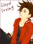  brown_eyes brown_hair buttons lloyd_irving male short_hair simple_background solo tales_of_symphonia 