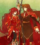  altenna areone_(fire_emblem) armor brown_hair cape fire_emblem fire_emblem:_seisen_no_keifu fire_emblem_genealogy_of_the_holy_war guttary long_hair polearm red_hair redhead spear tabard very_long_hair weapon 