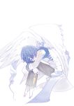  barefoot blue blue_hair highres kaito male mouri scarf vocaloid wings 