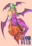  a&#039;j bat_wings capcom demon_girl elbow_gloves engrish gloves green_eyes green_hair head_wings headwings long_hair morrigan_aensland pantyhose ranguage succubus vampire_(game) wings 