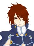  brown_eyes brown_hair kratos_aurion male short_hair simple_background solo tales_of_symphonia 