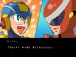  blues_exe glasses green_eyes open_mouth parody rockman rockman_exe rockman_exe_(character) rockman_x translated 