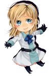  blonde_hair blue_eyes boots end_of_eternity gloves reanbell short_hair simple_background smile solo 