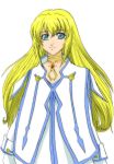 blonde_hair colette_brunel female simple_background solo tales_of_symphonia 