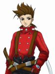  brown_hair lloyd_irving male short_hair simple_background solo tales_of_symphonia 