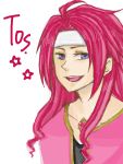  blue_eyes headband male redhead simple_background smile solo tales_of_symphonia zelos_wilder 