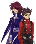  brown_hair father_and_son hair_over_one_eye kratos_aurion lloyd_irving male redhead short_hair tales_of_symphonia 