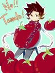  brown_eyes brown_hair gloves lloyd_irving male short_hair solo tales_of_symphonia tomato 